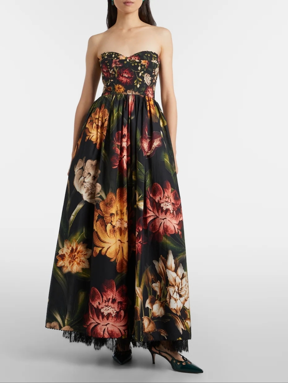 Agua By Agua Tonia floral lace-trimmed cotton maxi dress